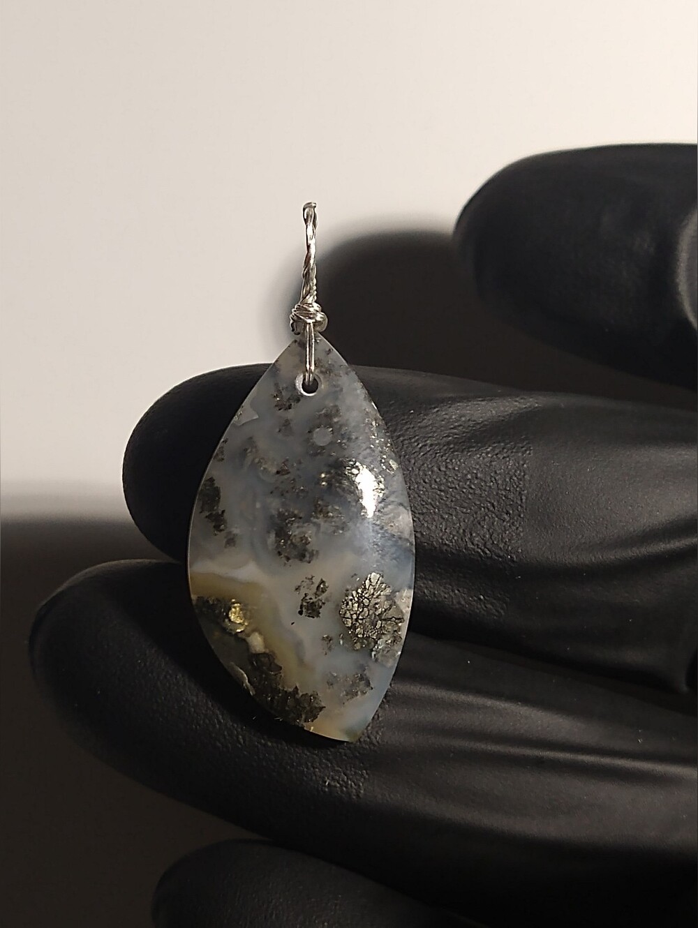 Marcasite Pyrite Cabochon Sterling Silver Pendant